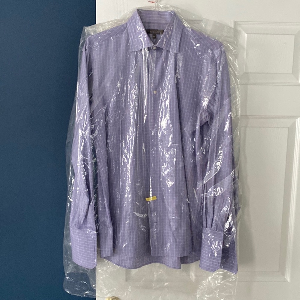 Santorelli Purple & White Button Down